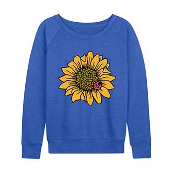 Women's Ladybug On Sunflower French Terry Long Sleeve Tee