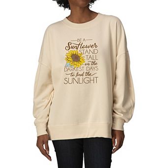 Women's Be A Sunflower Stand Tall Oversized Fleece Crew Sweatshirt