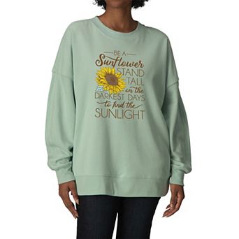 Women's Be A Sunflower Stand Tall Oversized Fleece Crew Sweatshirt