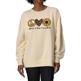 Women's Peace Love Sunshine Oversized Fleece Crew Sweatshirt