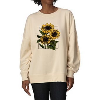Women's Vintage Sunflowers Oversized Fleece Crew Sweatshirt