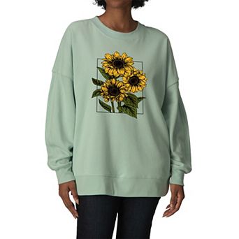 Women's Vintage Sunflowers Oversized Fleece Crew Sweatshirt