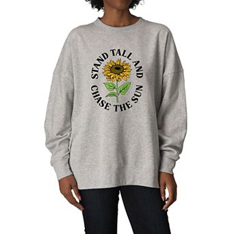 Women's Sunflower Stand Tall & Chase The Sun Oversized Fleece Crew Sweatshirt