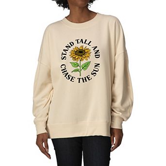 Women's Sunflower Stand Tall & Chase The Sun Oversized Fleece Crew Sweatshirt
