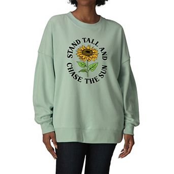 Women's Sunflower Stand Tall & Chase The Sun Oversized Fleece Crew Sweatshirt