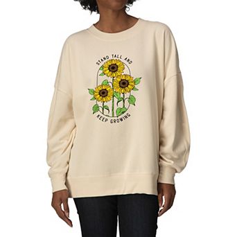 Women's Sunflower Stand Tall & Keep Growing Oversized Fleece Crew Sweatshirt