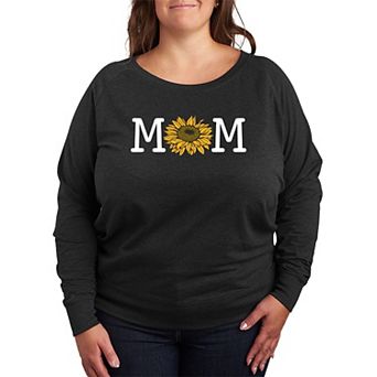 Plus Size Mom Sunflower French Terry Long Sleeve Tee