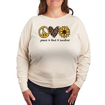 Plus Size Peace Love Sunshine French Terry Long Sleeve Tee