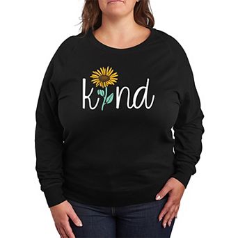 Plus Size Kind Sunflower French Terry Long Sleeve Tee