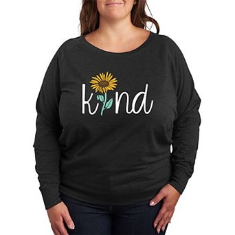Plus Size Kind Sunflower French Terry Long Sleeve Tee