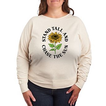 Plus Size Sunflower Stand Tall & Chase The Sun French Terry Long Sleeve Tee