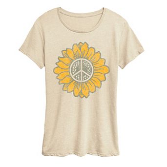 Women's Peace Sign & Sunflower Graphic Tee
