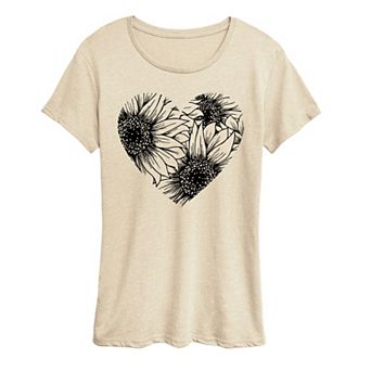 Women's Sunflower Heart Graphic Tee