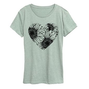 Women's Sunflower Heart Graphic Tee