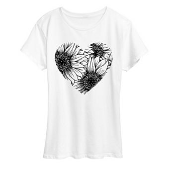 Women's Sunflower Heart Graphic Tee
