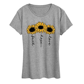 Women's Faith Hope Love Sunflowers Graphic Tee