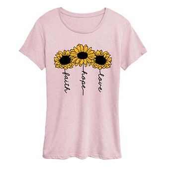 Women's Faith Hope Love Sunflowers Graphic Tee