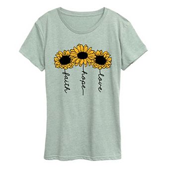 Women's Faith Hope Love Sunflowers Graphic Tee