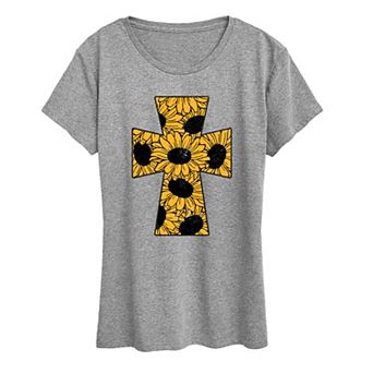 Women's Sunflower Cross Graphic Tee