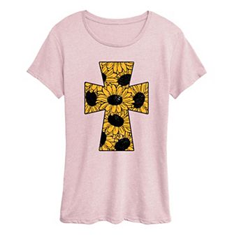 Women's Sunflower Cross Graphic Tee