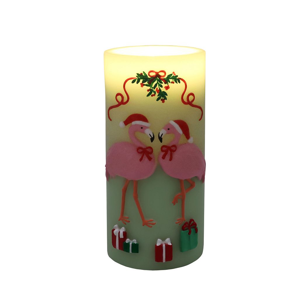 St. Nicholas Square® LED Wax Holiday Flamingo Pillar Candle