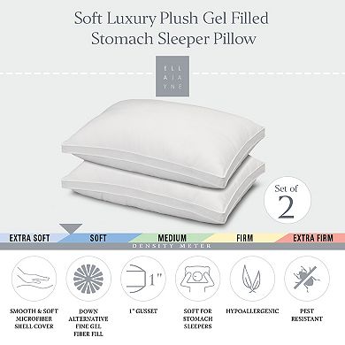 Ella Jayne Gusseted Microfiber Soft Density 2-Piece Pillow Set