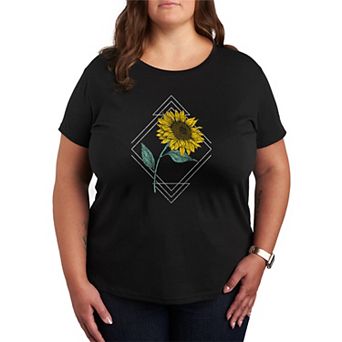 Plus Size Sunflower Abstract Graphic Tee