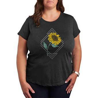 Plus Size Sunflower Abstract Graphic Tee