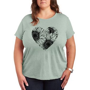 Plus Size Sunflower Heart Graphic Tee
