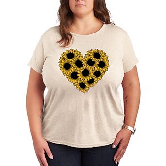 Plus Size Sunflower Heart Graphic Tee