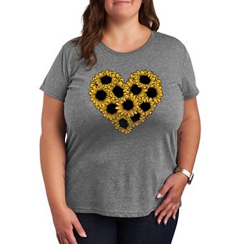 Plus Size Sunflower Heart Graphic Tee
