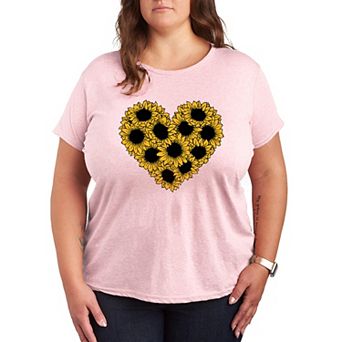 Plus Size Sunflower Heart Graphic Tee