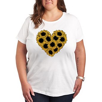Plus Size Sunflower Heart Graphic Tee