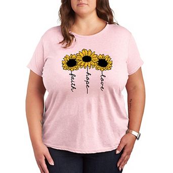 Plus Size Faith Hope Love Sunflowers Graphic Tee