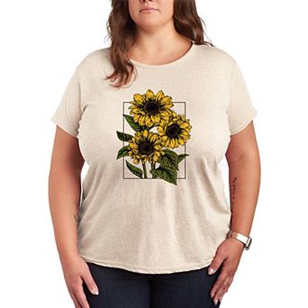 Plus Size Vintage Sunflowers Graphic Tee