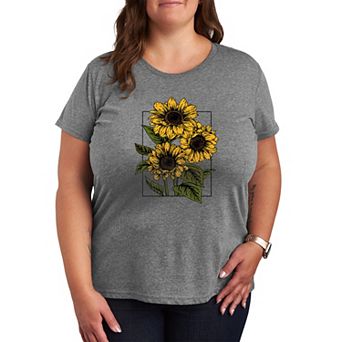 Plus Size Vintage Sunflowers Graphic Tee