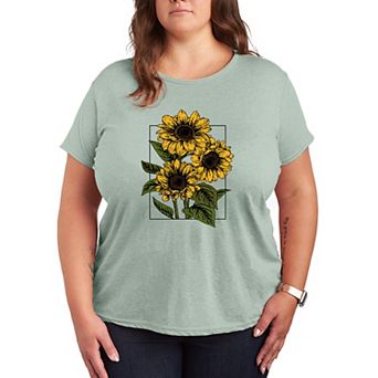 Plus Size Vintage Sunflowers Graphic Tee
