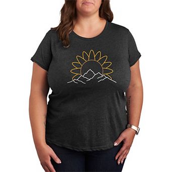 Plus Size Sunflower Mountain Graphic Tee
