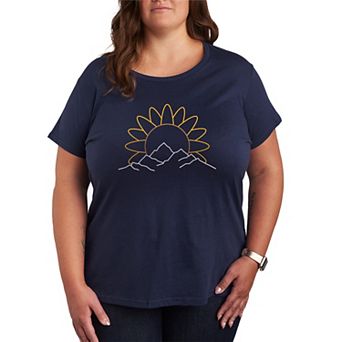 Plus Size Sunflower Mountain Graphic Tee