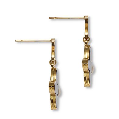Genuine Black Onyx Gold Ion-Plated Stainless Steel Clover Earrings