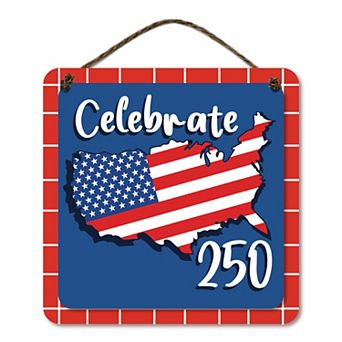 COURTSIDE MARKET USA Hanging Wooden Artboard with Twine Wall Decor