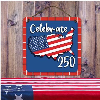 COURTSIDE MARKET USA Hanging Wooden Artboard with Twine Wall Decor