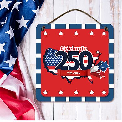 COURTSIDE MARKET Celebrate 250 USA Wooden Artboard Wall Decor