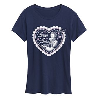 Women's Marilyn Monroe Coquette Lace Heart Distressed Graphic Tee
