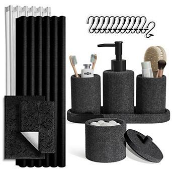 Clara Clark Bathroom Set with Shower Caddy & Bath Rugs