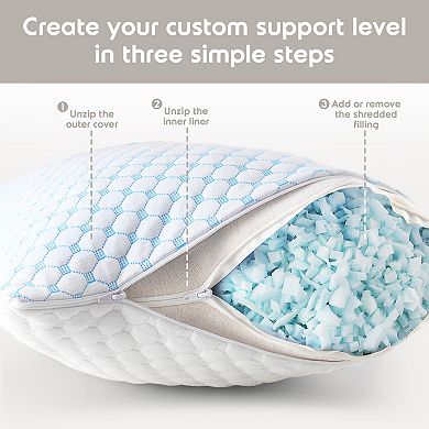 Nestl Memory Foam Cooling Pillow Heat and Moisture Reducing Ice Silk and Gel Infused