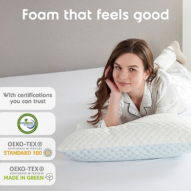 Nestl Memory Foam Cooling Pillow Heat and Moisture Reducing Ice Silk and Gel Infused