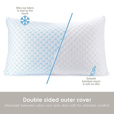 Nestl Memory Foam Cooling Pillow Heat and Moisture Reducing Ice Silk and Gel Infused
