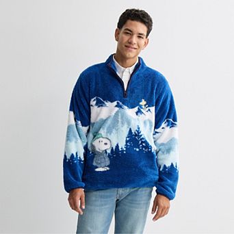 Men's Snoopy Quarter-Zip Sherpa Sweater