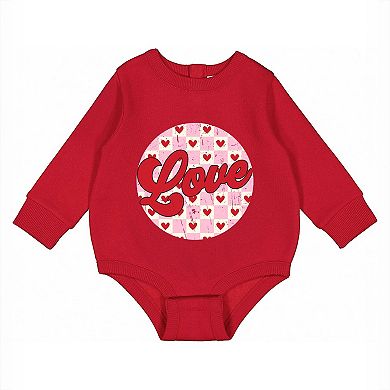 Retro Love Checkered Circle - Infant Fleece BodySuit